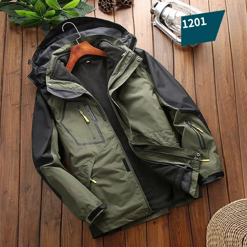 Winter 2 In 1 Warm Jacket Sportwear Ski Camping Coat Softshell Waterproof Outdoor Jacket Men Windbreaker Climbing Hiking Coats
