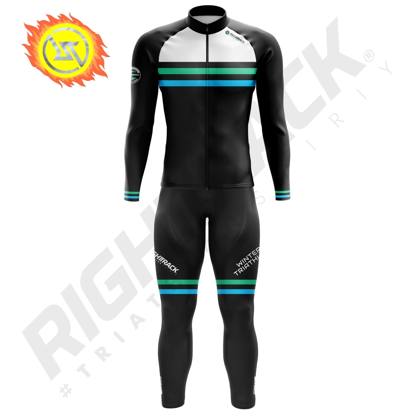 Pro Winter Triathlon Trisuit Thermal Fleece Long Sleeve Skinsuit Skiing Cycling Running Skating RIGHTTRACK Sports Apparel