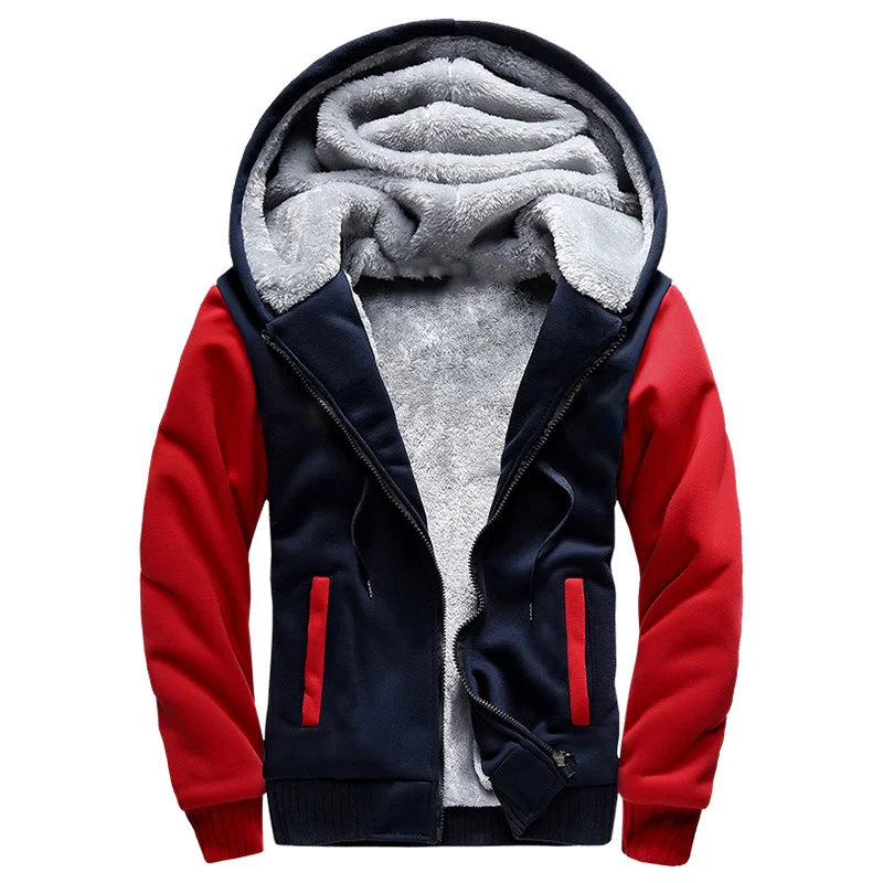 Winter Warm Sherpa Lined Coat for Men Heavyweight Plush Fleece Jackets Outwear Long Sleeve Zip Up Hoodie Sweatshirt Tops Outfits
