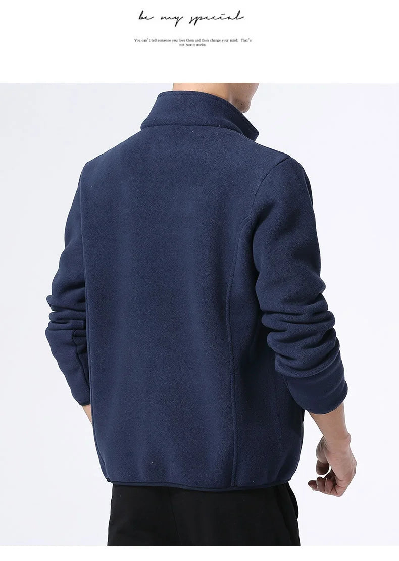 Winter fleece hiking jacket windbreaker for men Sportswear Wool lining thickened warm men's coat plus size overcoat