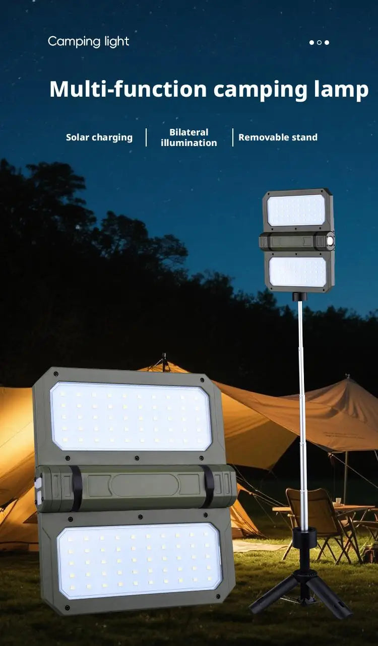 Solar Powered Portable Camping Light with Strong Magnetic Base for Home Emergency Construction Site Outdoor Work Lamp