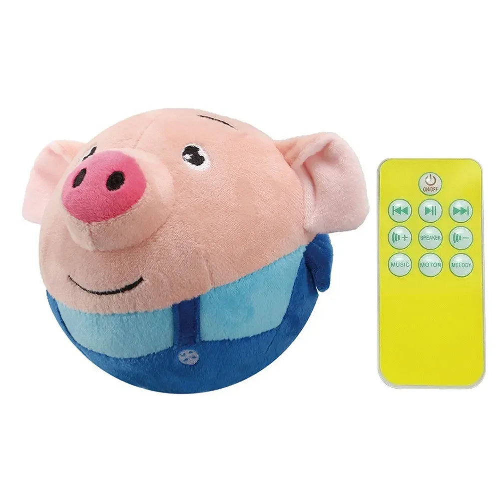 Cartoon Pig Active Moving Pet Plush Toy Washable Talking Moving Dog Ball Toy Pet Bouncing Balls for Dogs Cats