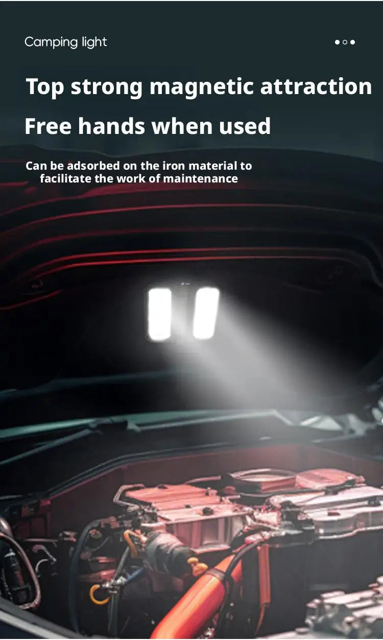 Solar Powered Portable Camping Light with Strong Magnetic Base for Home Emergency Construction Site Outdoor Work Lamp