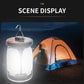 Solar Camping Light，USB/Solar Recharge Portable Lamp with 2000mAh Battery 6 Lighting Modes Outdoor Portable Hanging Tent Light