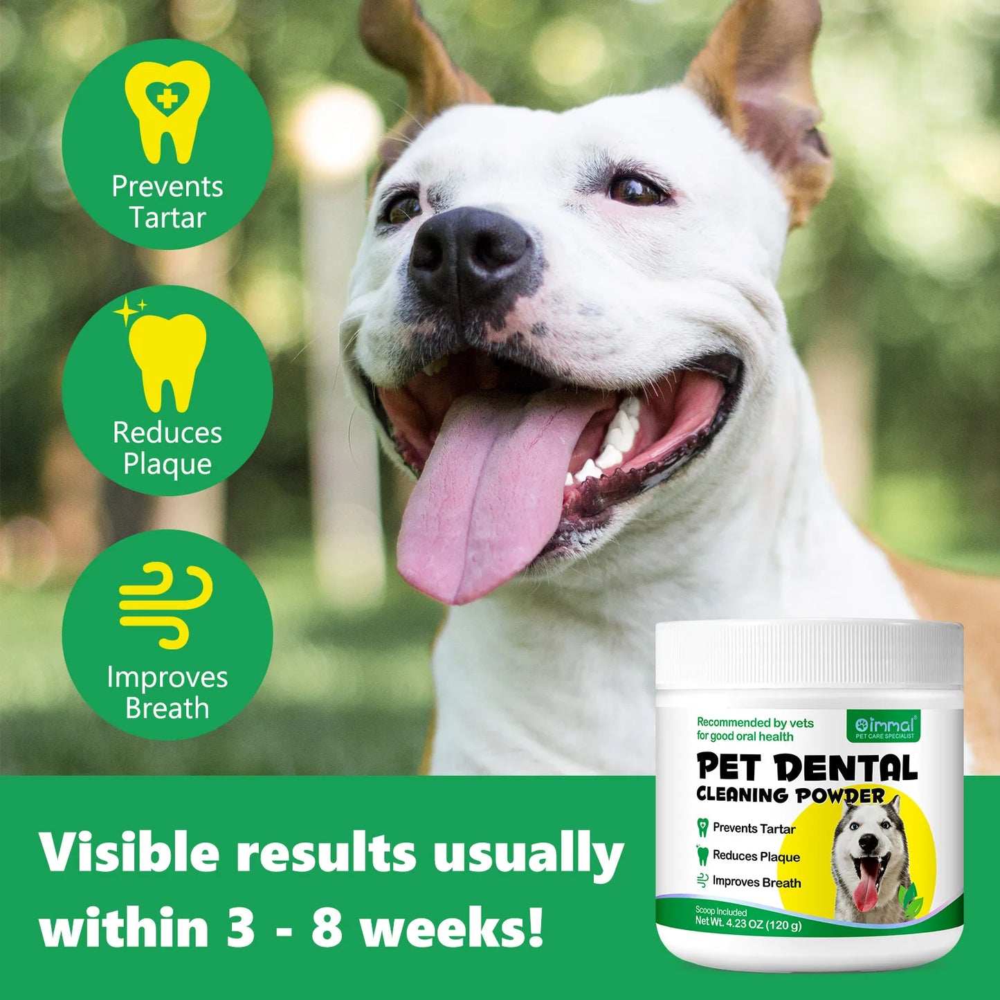 Pets Dental Clean Powder Recommended by vets for good oral health Reduces Plaque Prevents Tartar Improves Breath with Probiotics
