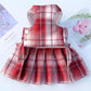 Pet dog  cat jk plaid skirt vest leash teddy than bear out clothes chest strap walking supplies