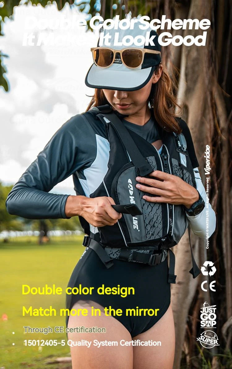 WATER LIVE Life Jacket Buoyancy Vest Safety for Water Sports Fishing Boating Drifting Swimming PVC Foam Chest Pack Adjustable