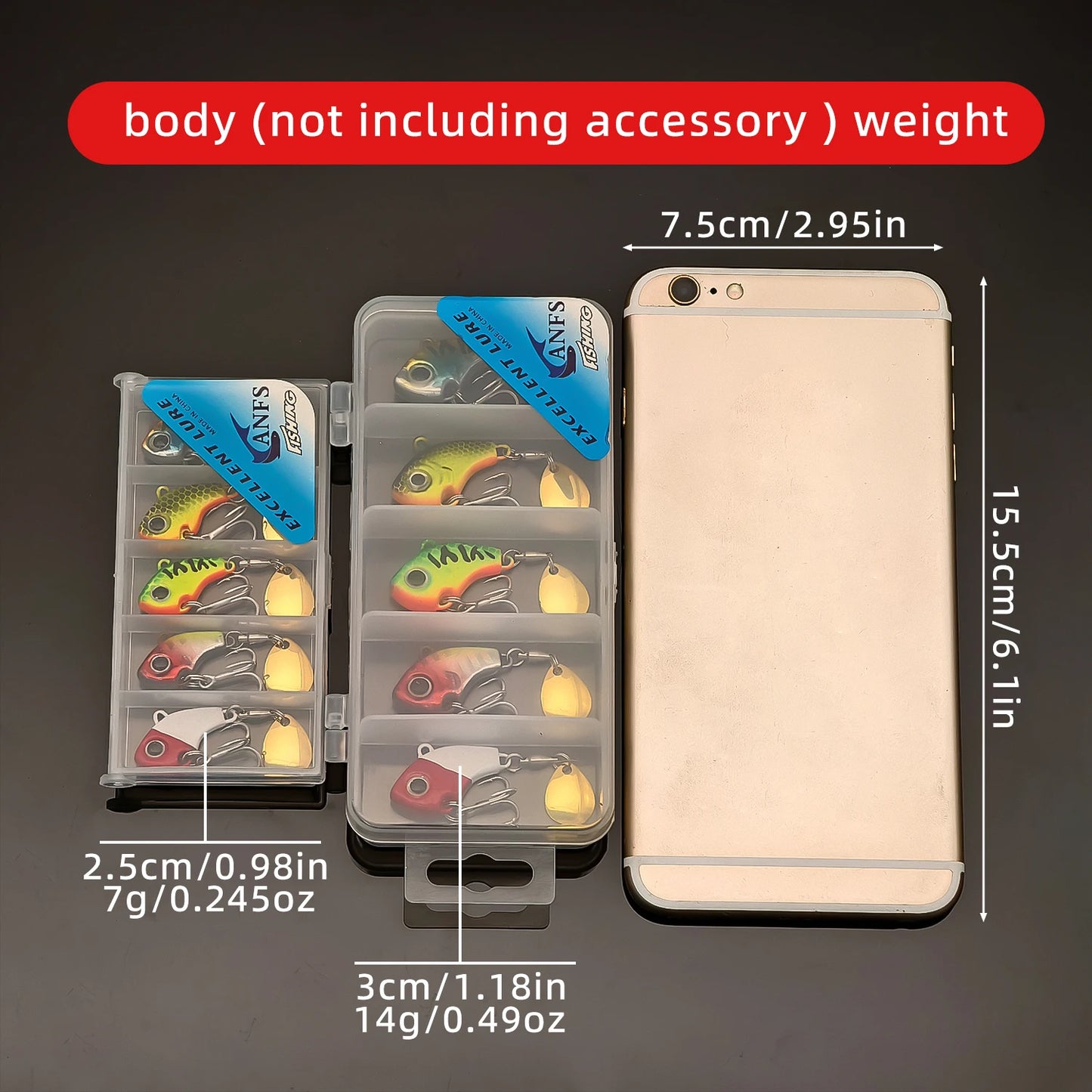 5piece fishing lure kit Metal VIB Artificial Bait Sinking Spinner Spoon Fishing Lures Jigs Fishing Tackle