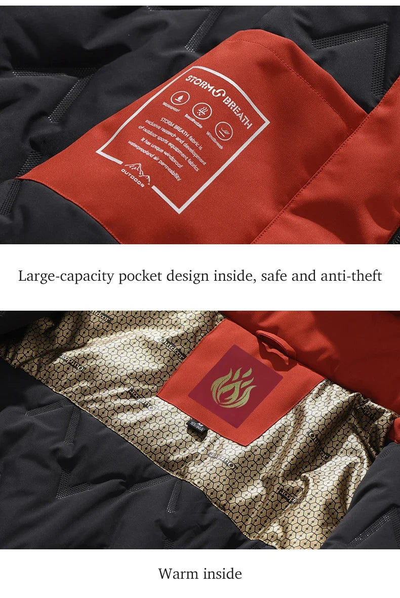 Winter Warm Waterproof Cotton Padded Jacket Men's Hiking Climbing Trekking Skiing Rain Parka Coat Men Windproof Windbreaker Coat