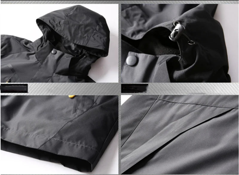 Winter 2 In 1 Warm Jacket Sportwear Ski Camping Coat Softshell Waterproof Outdoor Jacket Men Windbreaker Climbing Hiking Coats