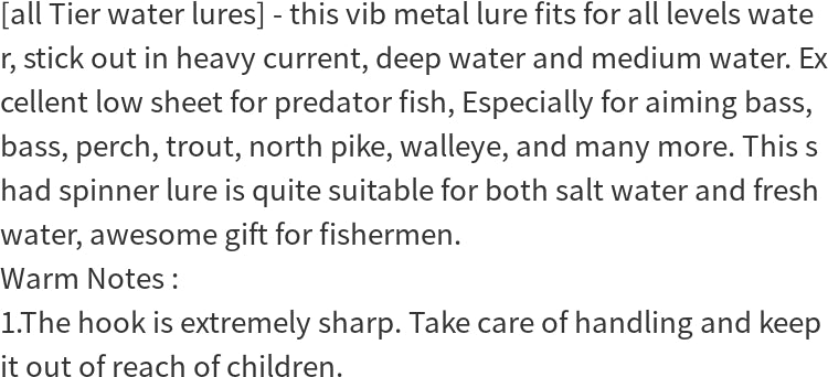 5piece fishing lure kit Metal VIB Artificial Bait Sinking Spinner Spoon Fishing Lures Jigs Fishing Tackle