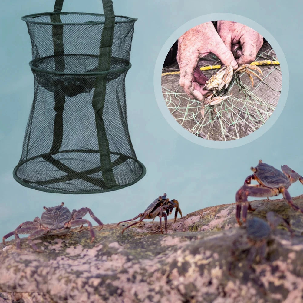 Folding Fishing Net Shrimp Fish Trap Carp Large Creel Feeder Crab Catchers Surfcasting Accessories Cast Network