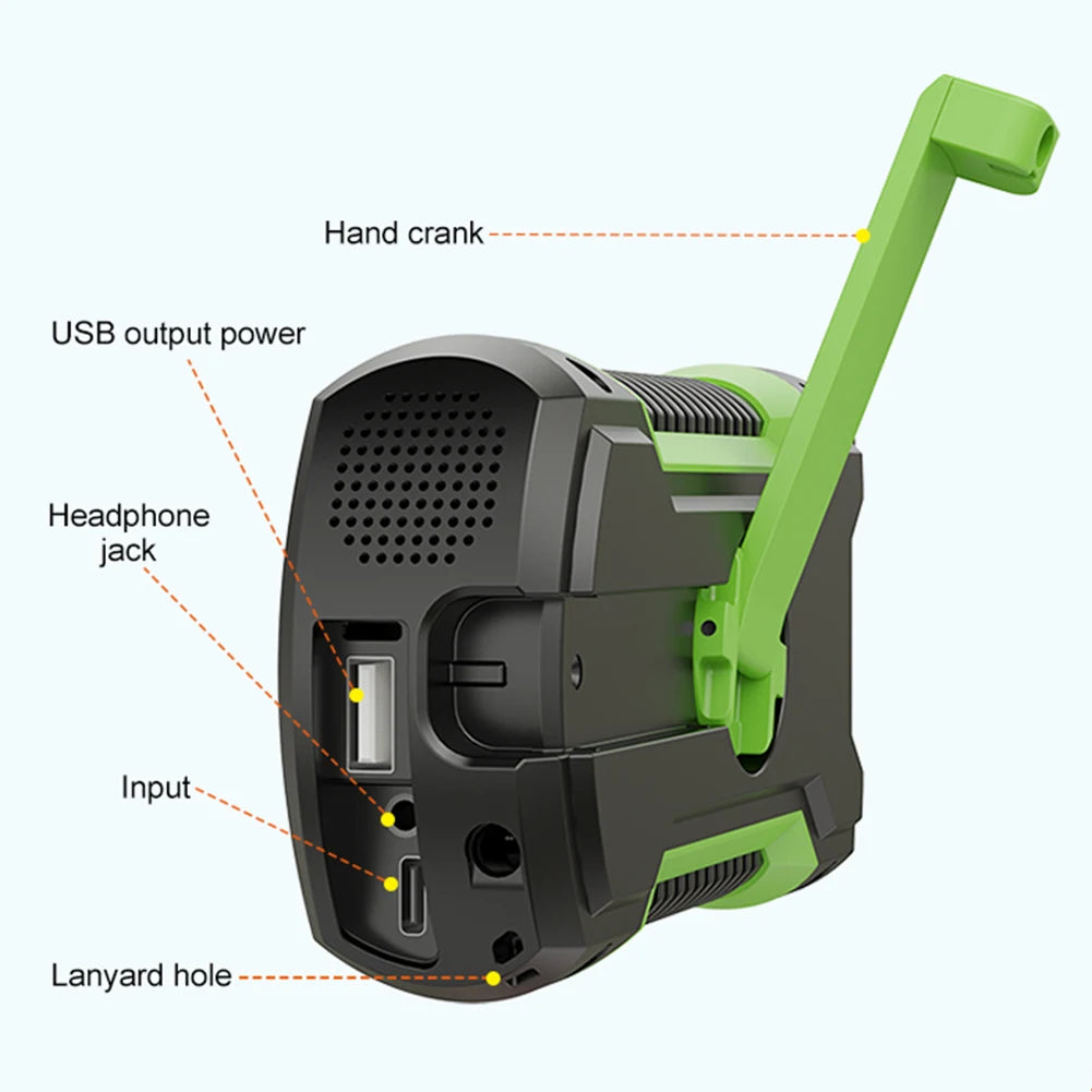 Solar Power Emergency Outdoor Camping AM/FM/NOAA Weather Radio Hand Crank Generator Radio with Flashlight Power Bank SOS Alarm