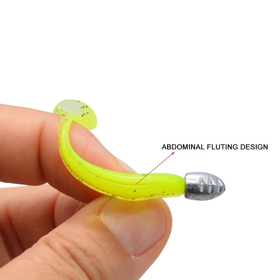 5Pcs/Lot T-tail Soft Fishing Bait Matched With Jig Head Hooks Artificial Wobblers Swimbait Fishing Tackles For Bass Pike Pesca