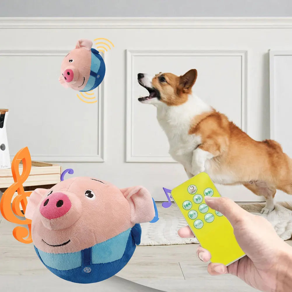 Cartoon Pig Active Moving Pet Plush Toy Washable Talking Moving Dog Ball Toy Pet Bouncing Balls for Dogs Cats