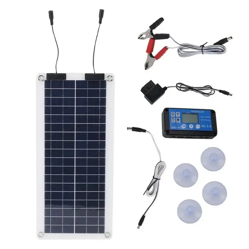 Polycrystalline 100W Solar Panel with Controller 18V Solars Charging Plate Outdoor Camping Power Station Powerful Solar Panels