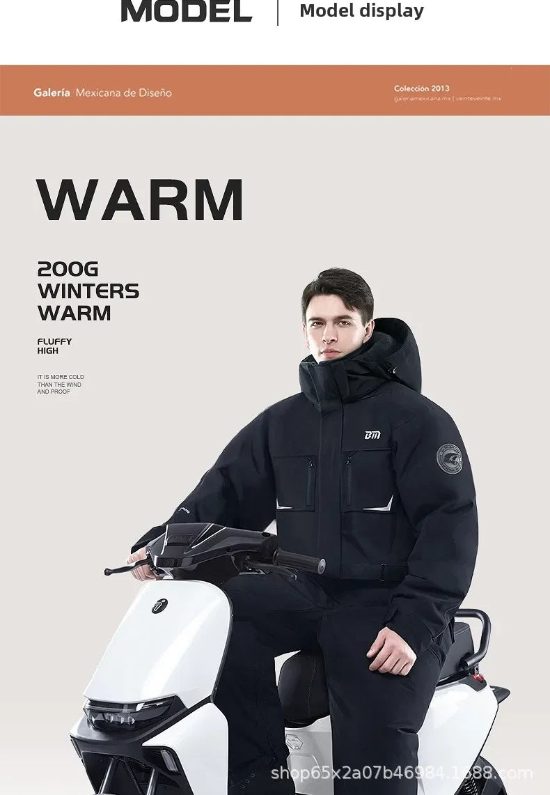Winter Motorcycle Riding Coldproof Clothing Winter Fashion Waist Designwarm Cotton Jumpsuit,thickened Waterproof Snowmobile Suit