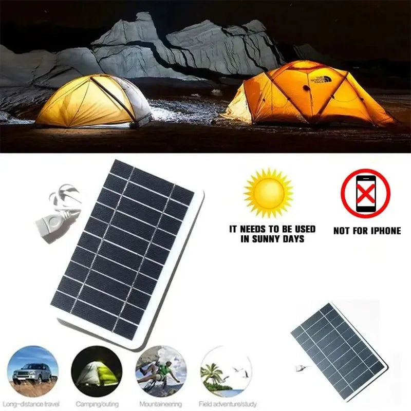 Portable Solar Panel 5V 2W Solar Plate With USB Safe Charge Stabilize Battery Charger for Outdoor Camping Home Power Bank Phone