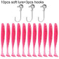 10PCS Soft Lure 5.5cm 7cm 10cm T Tail Worm 3PCS Jigging Head Hook 3g 5g 10g Metal Jig Carp Fishing Pesca Swimbait Gear Kit Bait