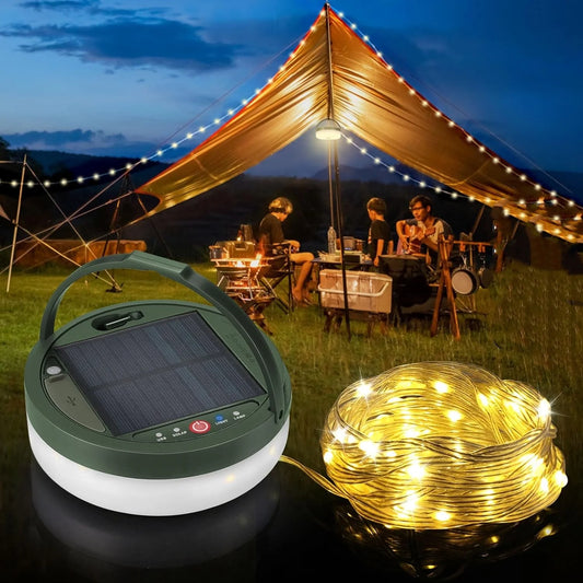 Solar Camping String Lights, 4 in 1 Camping String Lights Outdoor with 8 Lighting Modes, Solar Powered Camping Lights for Tent