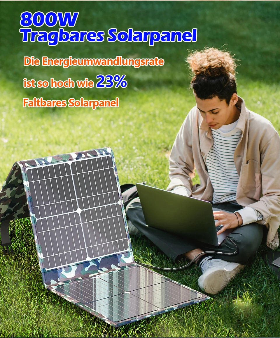 Solar Panel Kit Complete Camping Foldable 800W Solar Power Station MPPT Portable Generator Charger 18V for Car Boat Caravan Camp