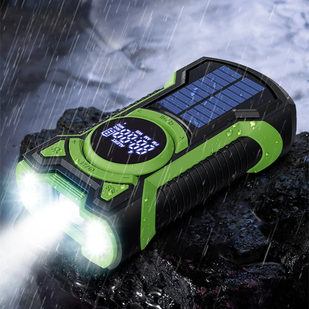 Solar Power Emergency Outdoor Camping AM/FM/NOAA Weather Radio Hand Crank Generator Radio with Flashlight Power Bank SOS Alarm