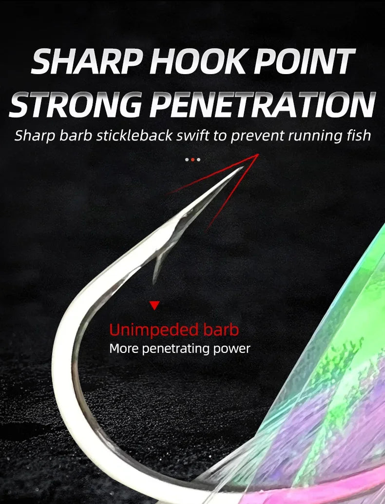 5 Hooks Sabiki Rigs Saltwater Fishing Lures Bait Rigs Real Fish Skin String Hook Mackerel Glow in The Dark Flash Sabiki Rigs