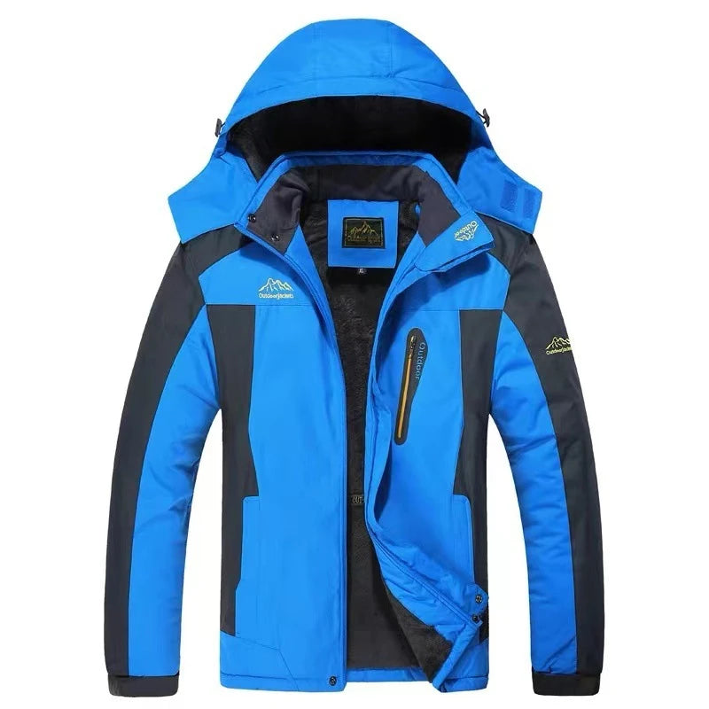 Winter New Waterproof Coat for Men, Winter with Added Velvet and Thick Warm Top, Men's Casual Loose Ski Jacket Jacket