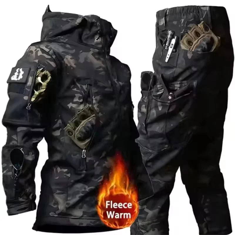 Winter autumn fleece warm waterproof suit men's jacket tactical outdoor hiking fishing camping sportswear jacket