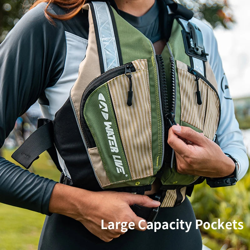 WATER LIVE Life Jacket Buoyancy Vest Safety for Water Sports Fishing Boating Drifting Swimming PVC Foam Chest Pack Adjustable