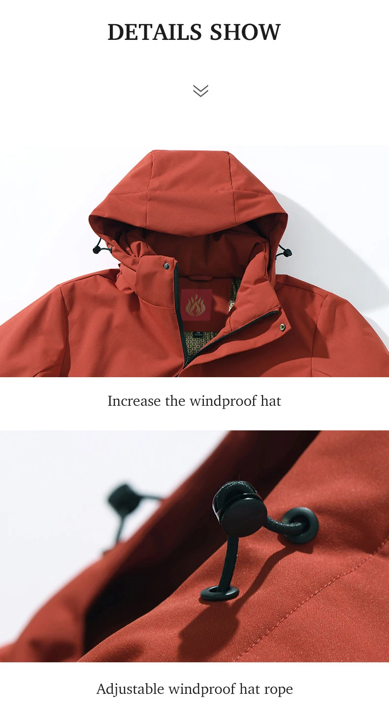 Winter Warm Waterproof Cotton Padded Jacket Men's Hiking Climbing Trekking Skiing Rain Parka Coat Men Windproof Windbreaker Coat