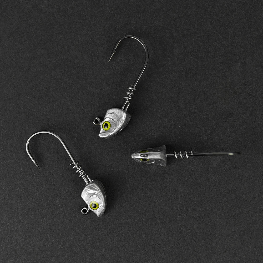 MrLurion 15pcs/Box 3.5g 5g 7g 10g 14g Screw lock jigging head fishing lure baits ,soft worm lure fishhook wobblers with 3D eyes