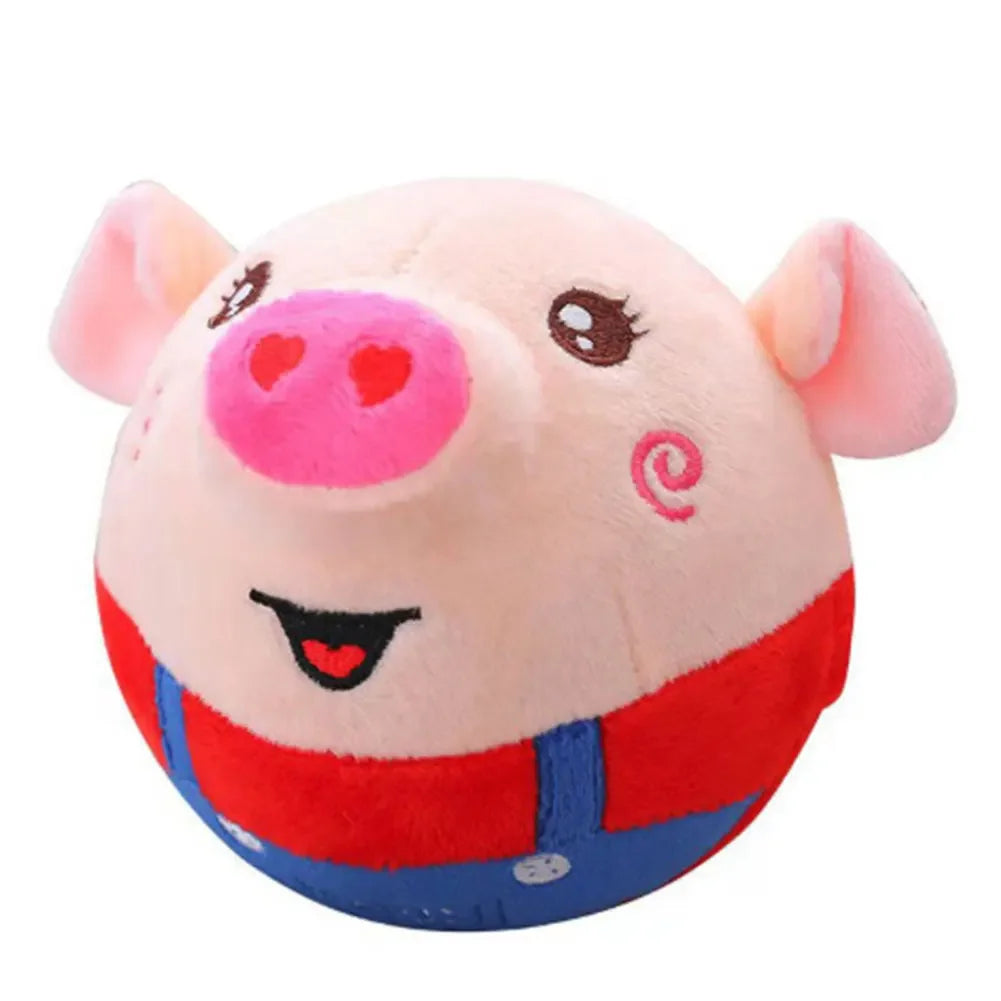 Cartoon Pig Active Moving Pet Plush Toy Washable Talking Moving Dog Ball Toy Pet Bouncing Balls for Dogs Cats