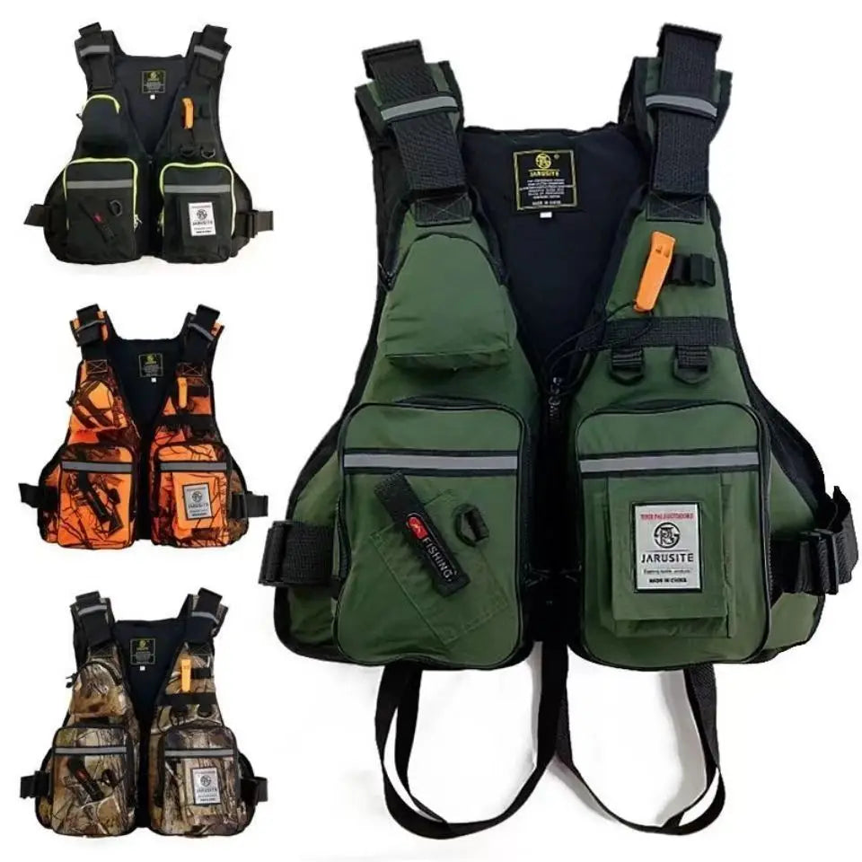 Fishing Life Jacket Buoyancy Vest Multi-pocket Lightweight Fly Fishing Vest for Men Adjustable Vests Detachable Cushion