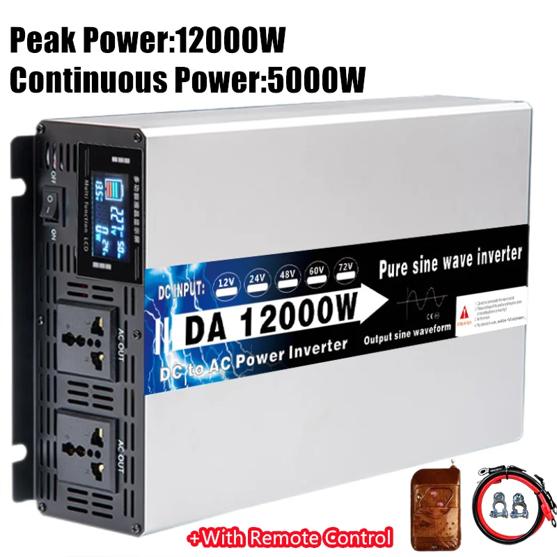 Solar Inverter 8000W 10000W 12000W Power Pure Sine Wave Inverters Inversor 24v 110v Onda Pura 12v 48v 220v Car Voltage Converter