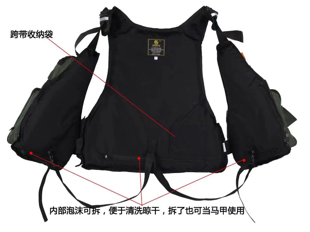 Fishing Life Jacket Buoyancy Vest Multi-pocket Lightweight Fly Fishing Vest for Men Adjustable Vests Detachable Cushion