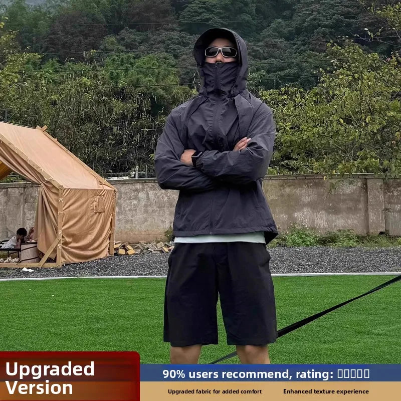 Ice Silk Hated Sun Protection Clothing Men's Summer Thin Breathable Outdoor Climbing Suit Workwear Jaet Loose Fit Casual En...