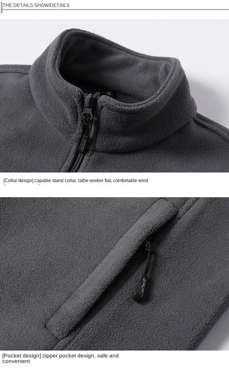 Winter fleece hiking jacket windbreaker for men Sportswear Wool lining thickened warm men's coat plus size overcoat