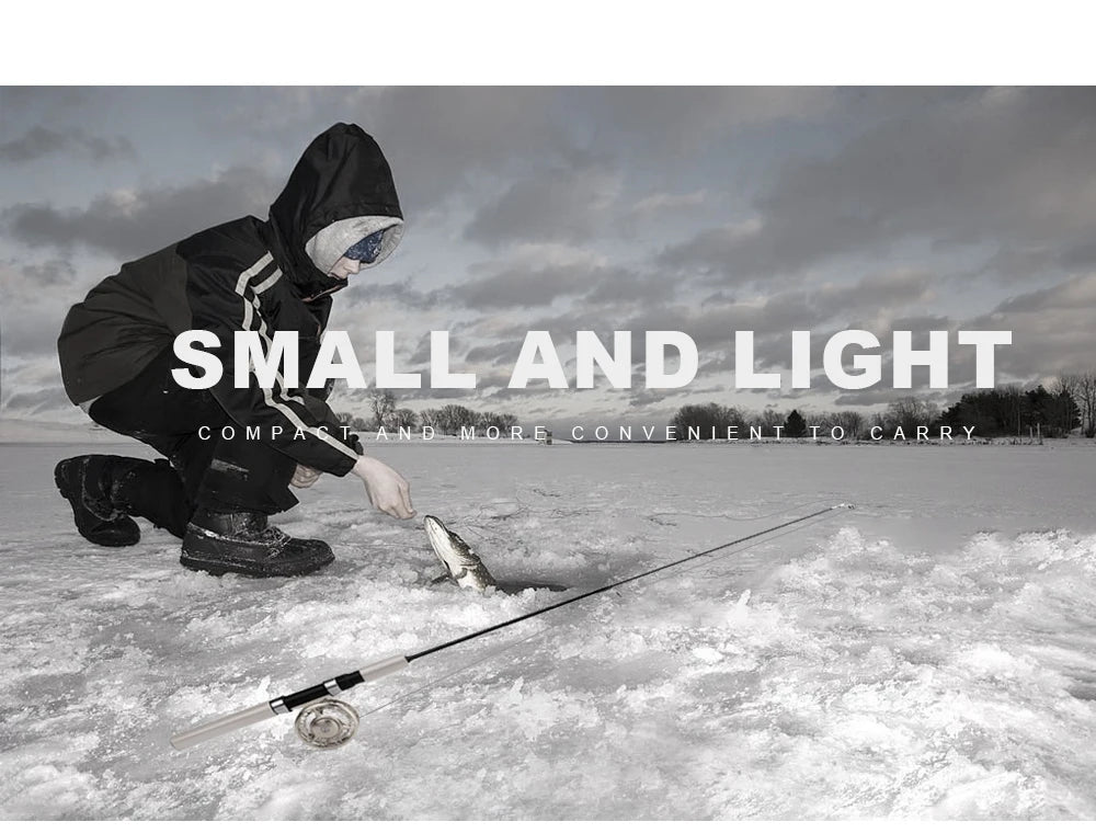 FISH KING Ice Fishing Rod Winter Short Fiber Telescopic Pole Portable Fish Trackle Accessories for Freshwater Saltwater
