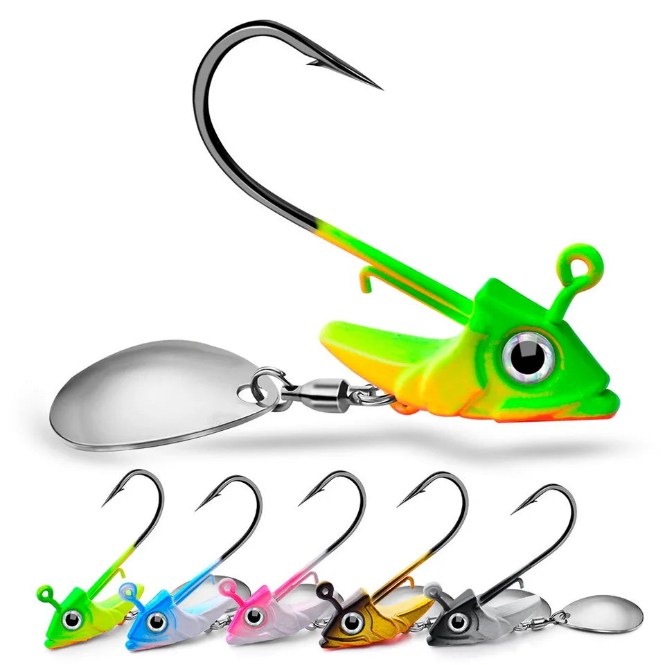 1pc Jig Head 7.5g 10.5g 15g Fishing Lures Sinking Rotating Sequin Metal Spoons Fishing Hooks Jigging Jigs Fishhook Baits Tackle