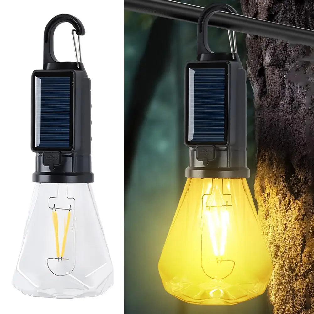 Solar Powered Camping Light Portable Led Outdoor Yard Tent Hanging Light Solar Lantern For Emergency Waterproof Rechargeable