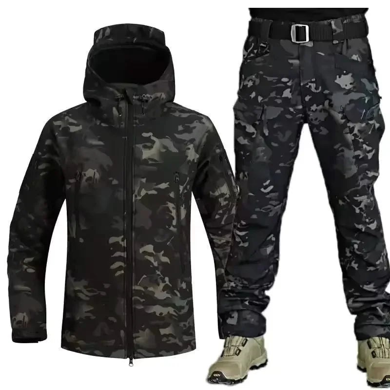 Winter autumn fleece warm waterproof suit men's jacket tactical outdoor hiking fishing camping sportswear jacket