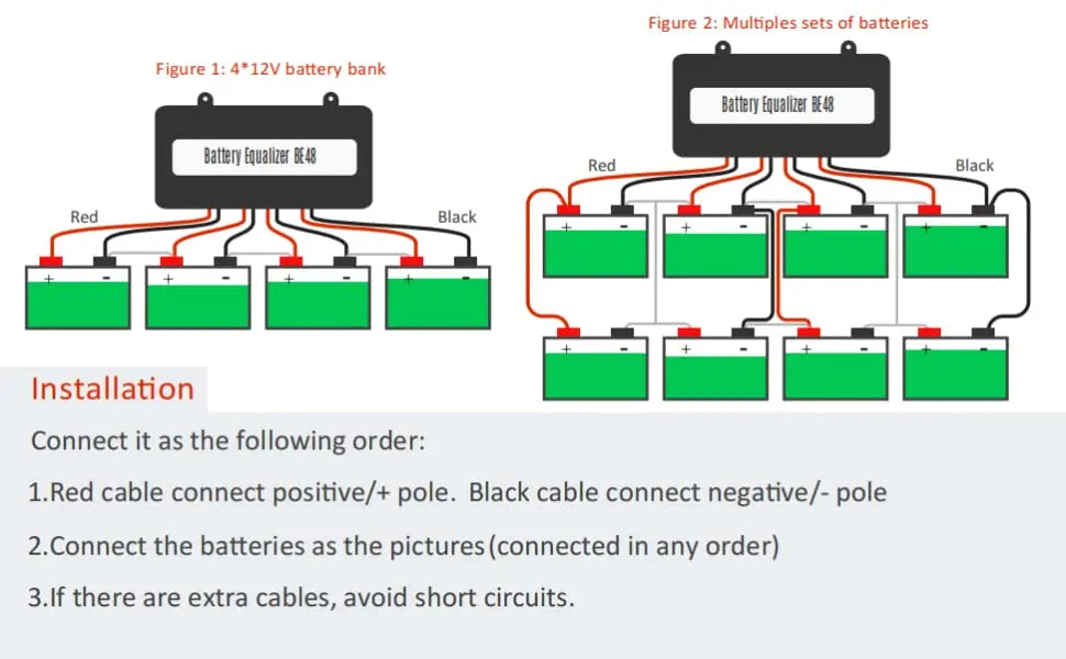 Battery Equalizer 24V 48V Batteries Voltage Balance Li-ion Lead Acid Battery Connected in Parallel for Solar Controller Inveters