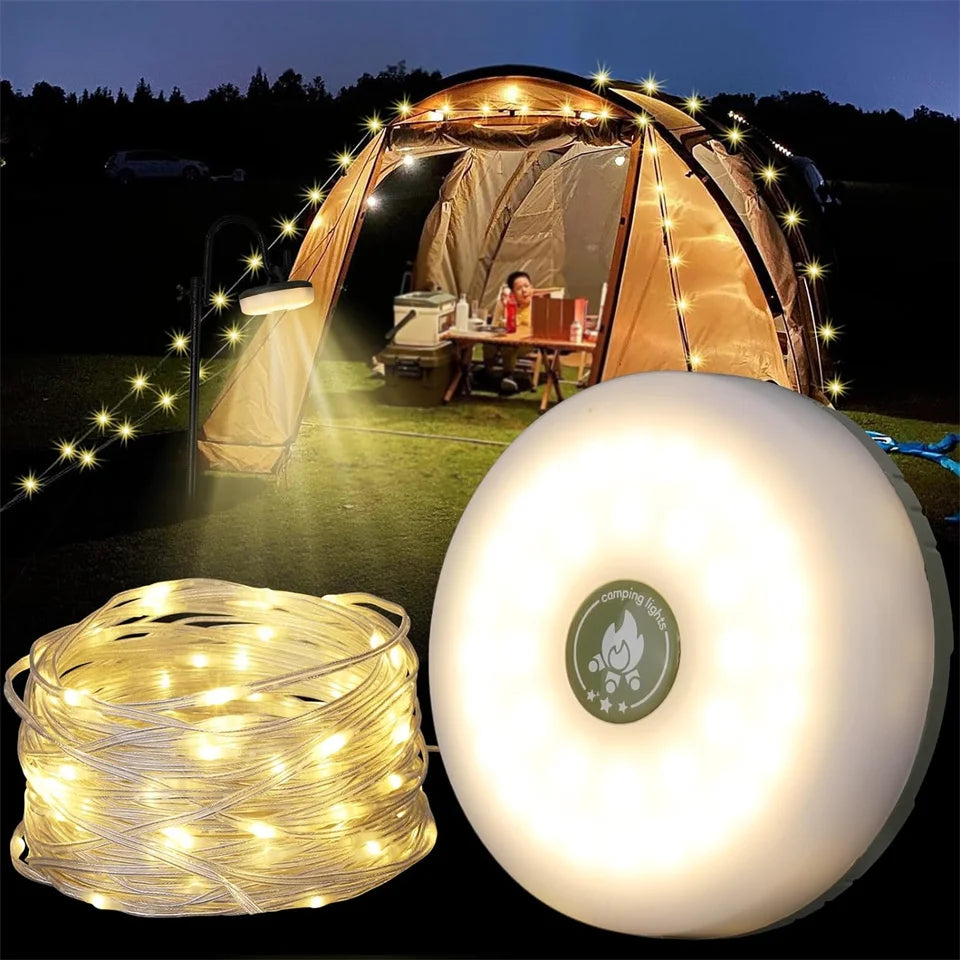 Solar Camping String Lights, 4 in 1 Camping String Lights Outdoor with 8 Lighting Modes, Solar Powered Camping Lights for Tent