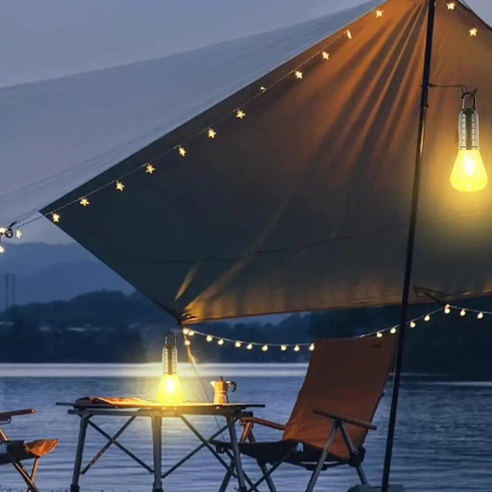 Solar Powered Camping Light Portable Led Outdoor Yard Tent Hanging Light Solar Lantern For Emergency Waterproof Rechargeable