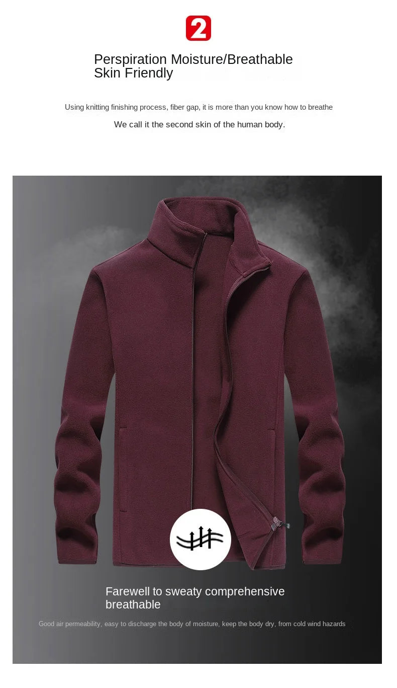 Winter fleece hiking jacket windbreaker for men Sportswear Wool lining thickened warm men's coat plus size overcoat