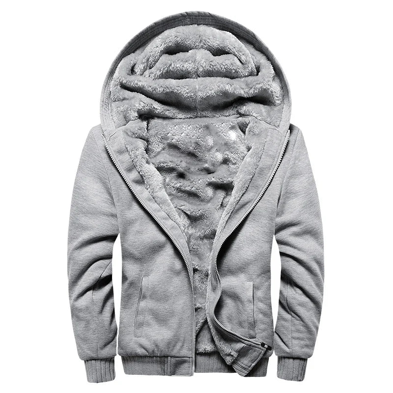 Winter Warm Sherpa Lined Coat for Men Heavyweight Plush Fleece Jackets Outwear Long Sleeve Zip Up Hoodie Sweatshirt Tops Outfits