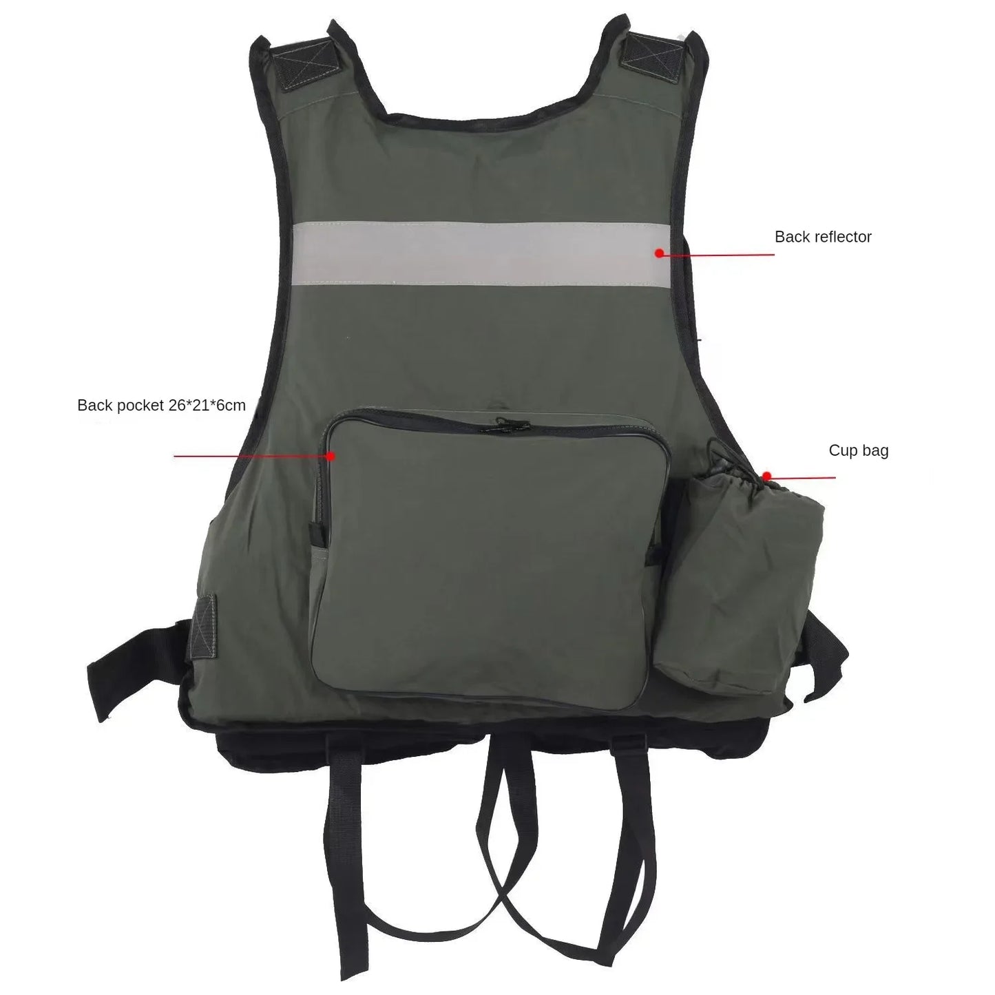 Fishing Life Jacket Buoyancy Vest Multi-pocket Lightweight Fly Fishing Vest for Men Adjustable Vests Detachable Cushion