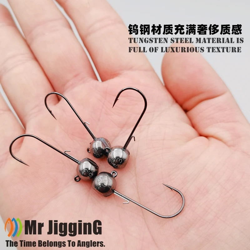 Mr JigginG Tungsten Jig Head 1g 1.5g 2g 2.5g 3g 3.5g 5.3g 7g 10g 14g Worm Hook for Soft Lure Tackle Fishing Accessories