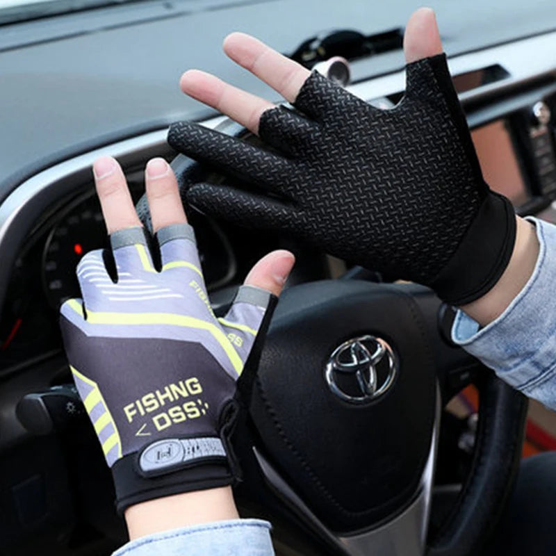 Ice Silk Fishing Gloves Breathable Thin Sun Protection Anti-Slip Routes for Angling